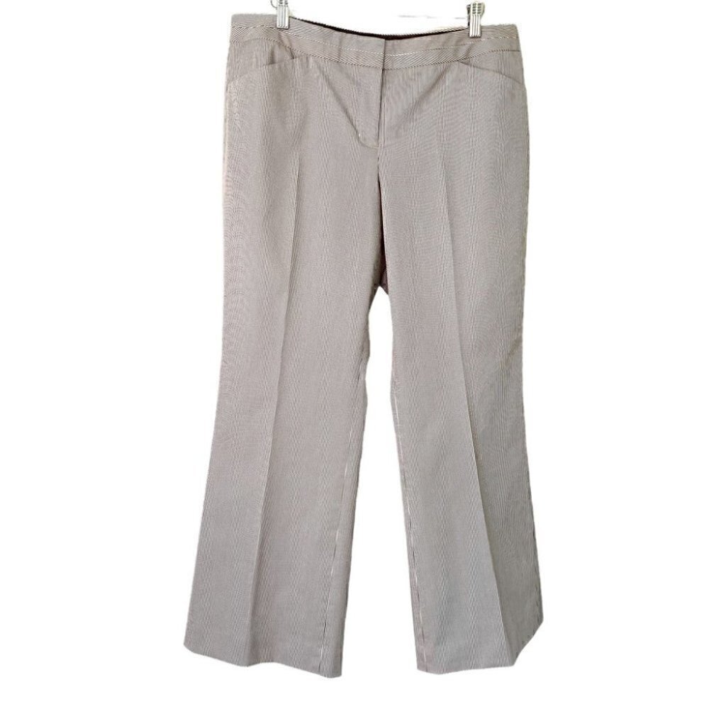 Express trousers, boot cut, medium rise, pinstripes
